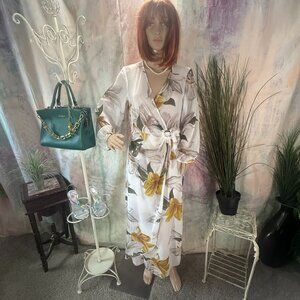 📌Kate And Lily Floral Faux Wrap Long Sleeves Chiffon Maxi Dress